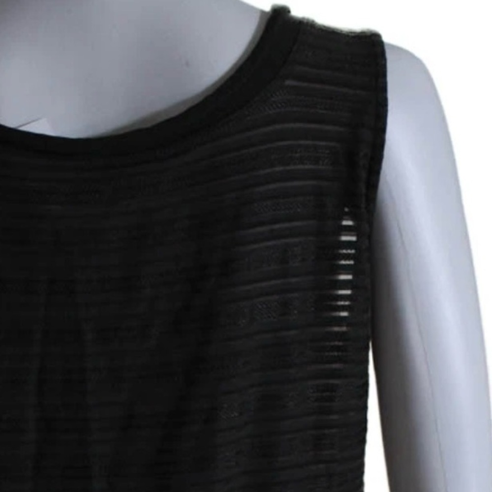 Armani Collezioni Dark Brown Sheer Striped Sleeveless Top Size 10 - Picture 3 of 6